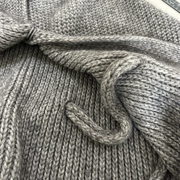 Elsamanda Belted Batwing Cardigan Size S Gray Alpaca Wool Blend Chunky Sweater - Picture 7 of 11